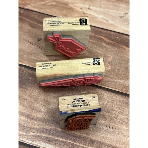 SET OF 3 STUDIO G STAMPCRAFT KATIE & CO HOLIDAY WOOD MOUNTED RUBBER STAMPS - Picture 4 of 6